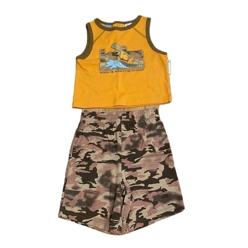 Vintage Disney Outfit NEW 12 Months Orange Brown Rafting Kayak Winnie the Pooh